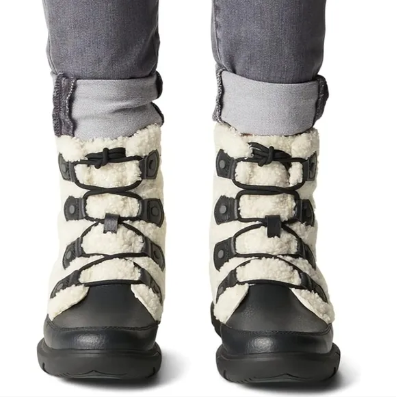NEW Sorel Explorer II Joan Cozy Boot White/Black Sea Salt Size Women's 10