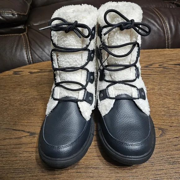 NEW Sorel Explorer II Joan Cozy Boot White/Black Sea Salt Size Women's 10