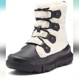 NEW Sorel Explorer II Joan Cozy Boot White/Black Sea Salt Size Women's 10