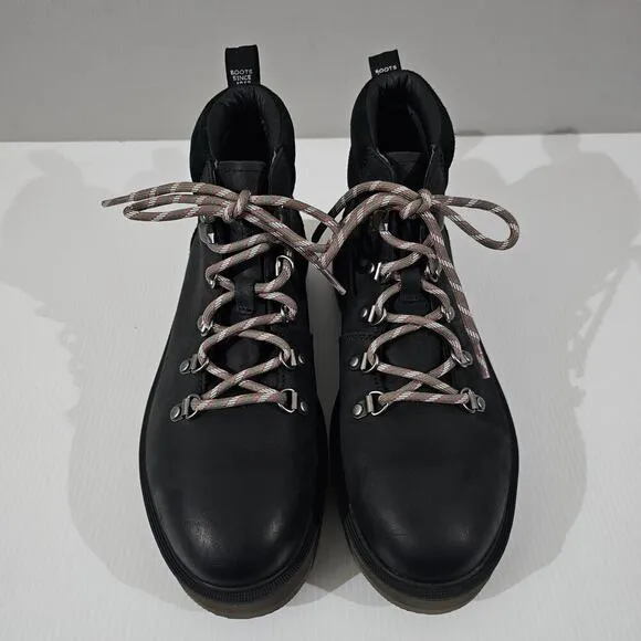NEW Sorel Hi Line Hiker Ankle Bootie Waterproof Lace Up Black Leather 9.5