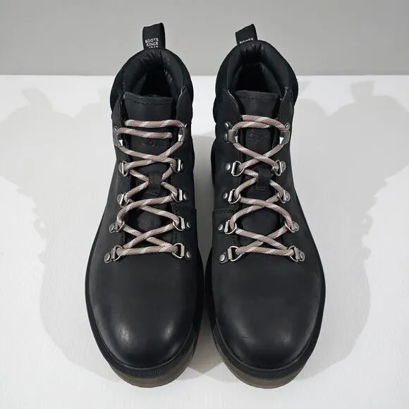 NEW Sorel Hi Line Hiker Ankle Bootie Waterproof Lace Up Black Leather 9.5