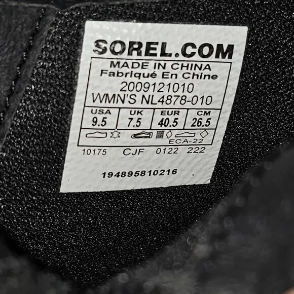 NEW Sorel Hi Line Hiker Ankle Bootie Waterproof Lace Up Black Leather 9.5