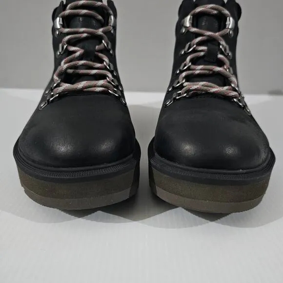 NEW Sorel Hi Line Hiker Ankle Bootie Waterproof Lace Up Black Leather 9.5