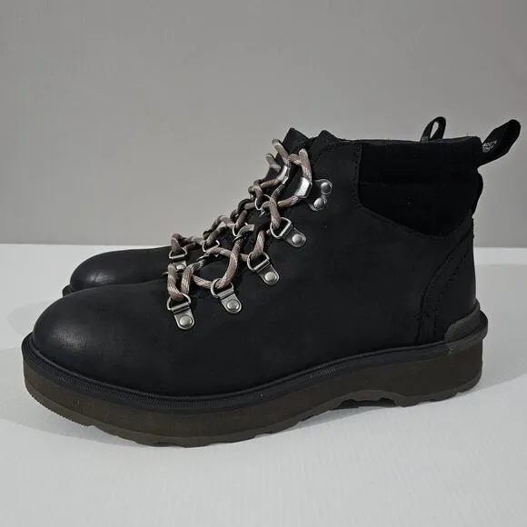 NEW Sorel Hi Line Hiker Ankle Bootie Waterproof Lace Up Black Leather 9.5