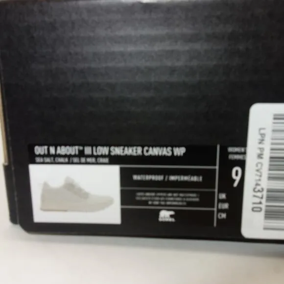 NEW Sorel Out N About III Low Women's 9 Sneakers Shoes Sea Salt Chalk Cream