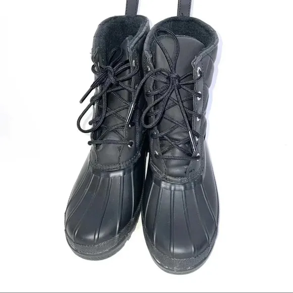 NEW Sperry Top Sider Gosling Quilted Duck Waterproof Black Lace Up Boots Size 6