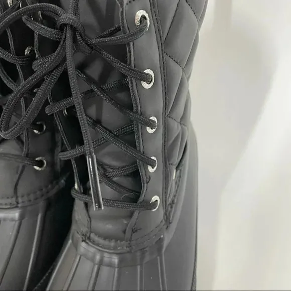 NEW Sperry Top Sider Gosling Quilted Duck Waterproof Black Lace Up Boots Size 6