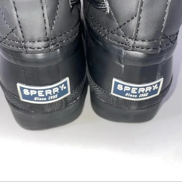 NEW Sperry Top Sider Gosling Quilted Duck Waterproof Black Lace Up Boots Size 6