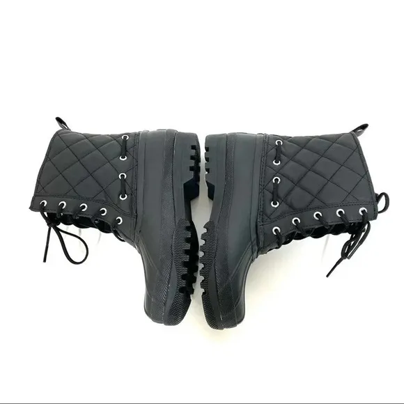 NEW Sperry Top Sider Gosling Quilted Duck Waterproof Black Lace Up Boots Size 6