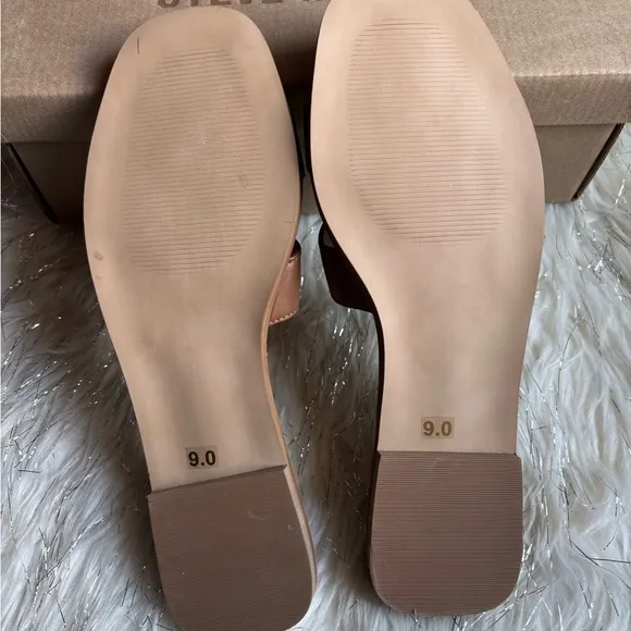 New Steve Madden Brown Hadyn Cognac Leather Slide Sandals Size 9 New with Box
