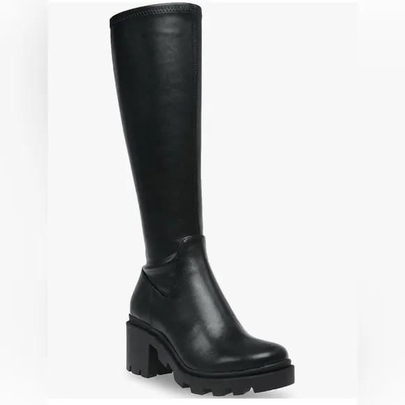 NEW Steve Madden Women's Black Boots Vegan Leather Size 8 Festival Ready