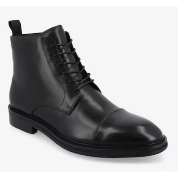NEW Taft 365 Cap Toe Ankle Boots •Men 13• Smooth Black Leather M003 $189