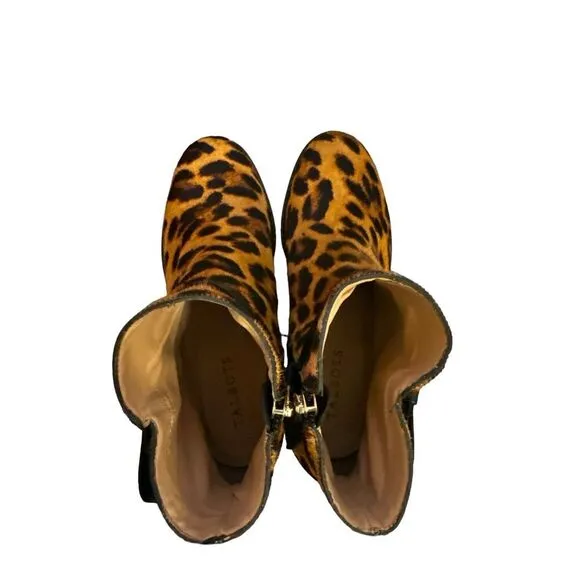NEW Talbots real calf hair bow exotic animal print zip ankle boots sz 7 m
