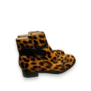 NEW Talbots real calf hair bow exotic animal print zip ankle boots sz 7 m