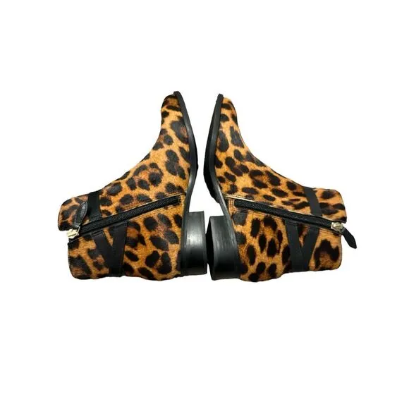 NEW Talbots real calf hair bow exotic animal print zip ankle boots sz 7 m