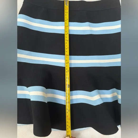 💙New TANYA TAYLOR Rivka Knit Skirt small black blue white striped stretchy