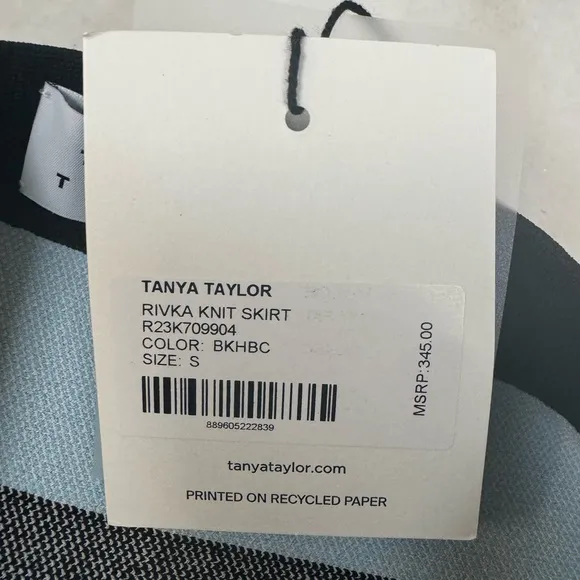 💙New TANYA TAYLOR Rivka Knit Skirt small black blue white striped stretchy