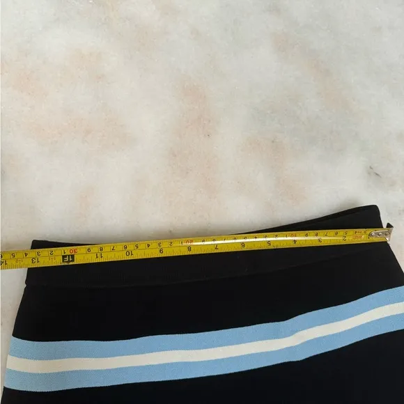💙New TANYA TAYLOR Rivka Knit Skirt small black blue white striped stretchy