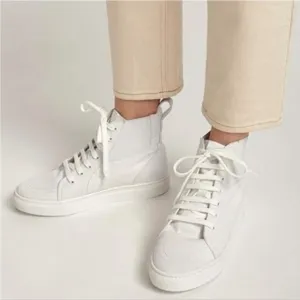 NEW! THAKOON 35/5 White Pull-On High Top Designer Sneakers Athletic Casual Shoes