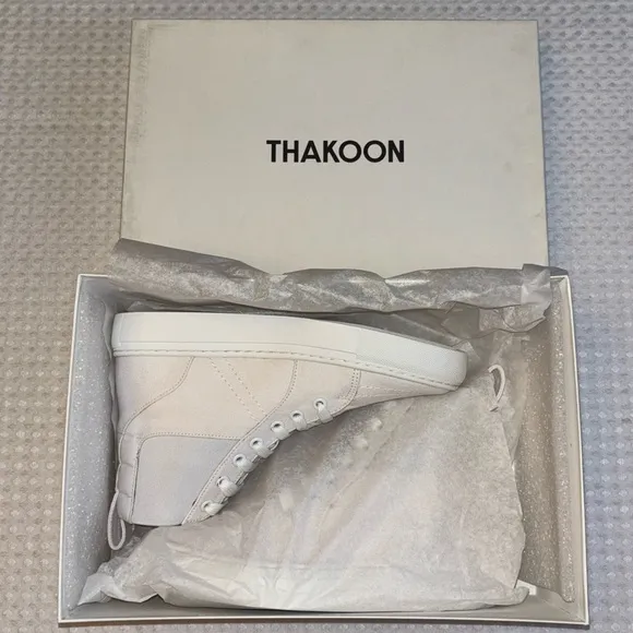 NEW! THAKOON 35/5 White Pull-On High Top Designer Sneakers Athletic Casual Shoes