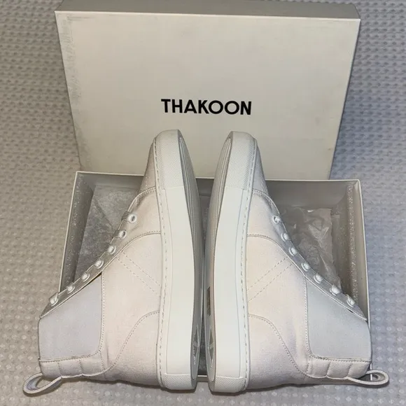 NEW! THAKOON 35/5 White Pull-On High Top Designer Sneakers Athletic Casual Shoes