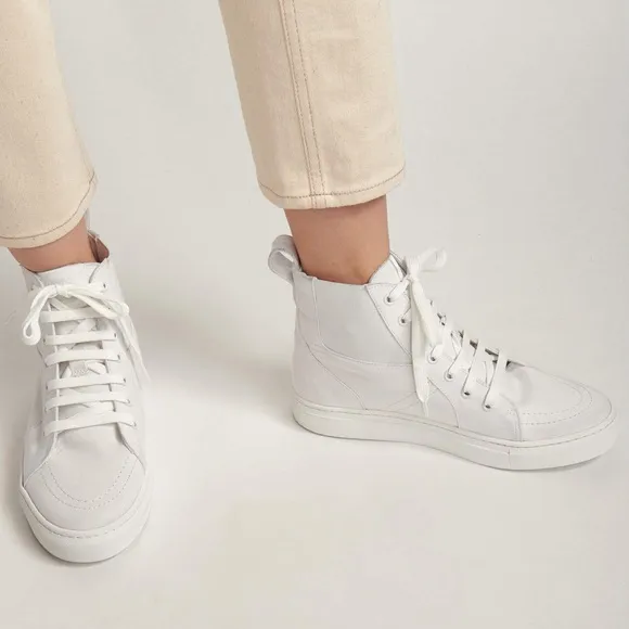 NEW! THAKOON 35/5 White Pull-On High Top Designer Sneakers Athletic Casual Shoes