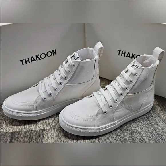 NEW! THAKOON 37/7 White Pull-On High Top Designer Sneakers Athletic Casual Shoes