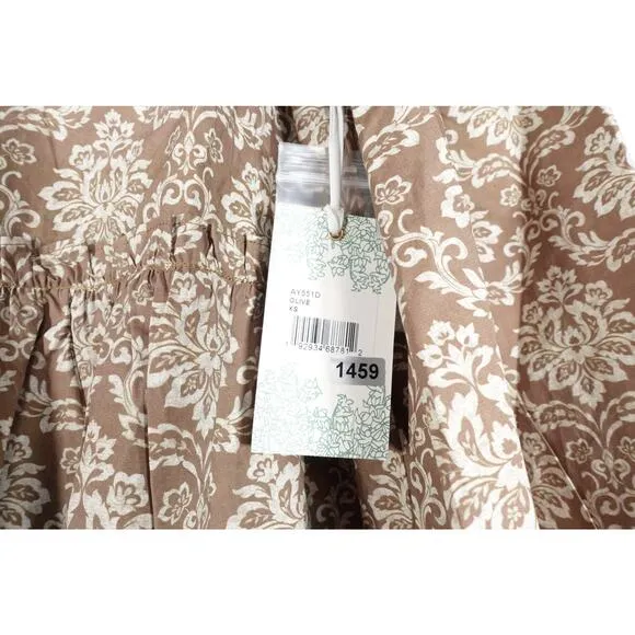 New Tuckernuck Hyacinth House Moss Printed Floral Mini Dress Cotton XS 1459-ZZ