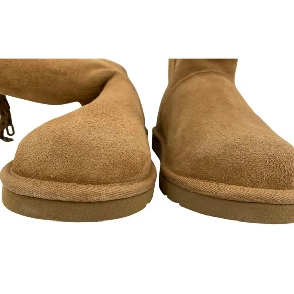 New UGG Australia Sz 5 Womens Layrnn Charm Tassle Boots Chestnut Suede &amp; Wool