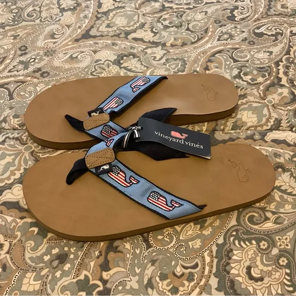 New Vineyard Vines Leather Flip Flops Men’s Sz 13