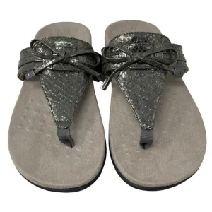 NEW Vionic Amaya Women's Size 6W Wide Sandals Shoes Gray Snake Print Flip Flop