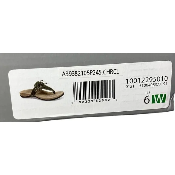 NEW Vionic Amaya Women's Size 6W Wide Sandals Shoes Gray Snake Print Flip Flop