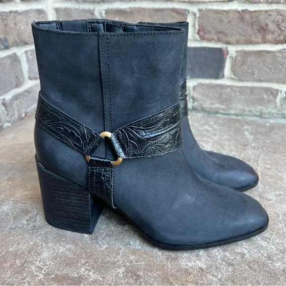 NEW Vionic Carnelian Black Leather Comfort Western Boot Bootie Sz 9