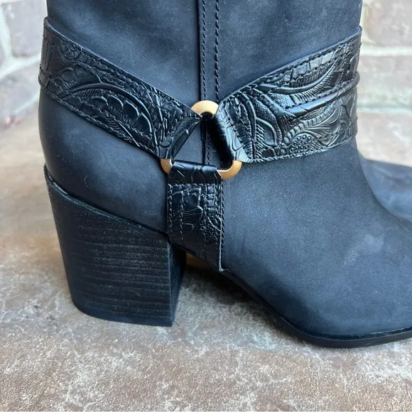 NEW Vionic Carnelian Black Leather Comfort Western Boot Bootie Sz 9