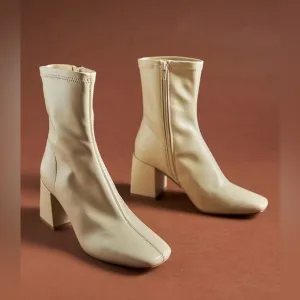 NEW with tags (NWT) Anthropologie Silent D Cream Carina Heeled AnkleBoots