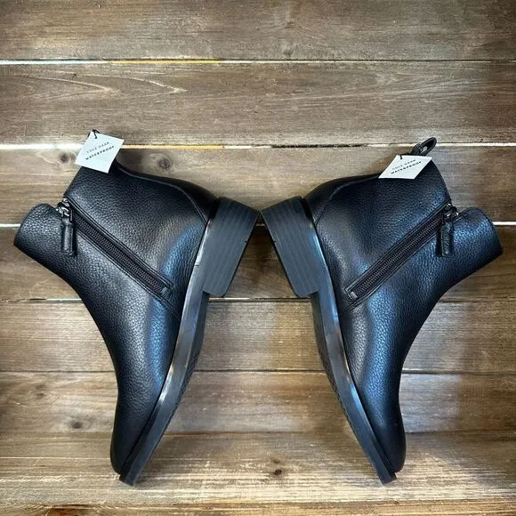 New Womens Cole Haan River Black Leather Waterproof Ankle Booties Boots Size 6.5