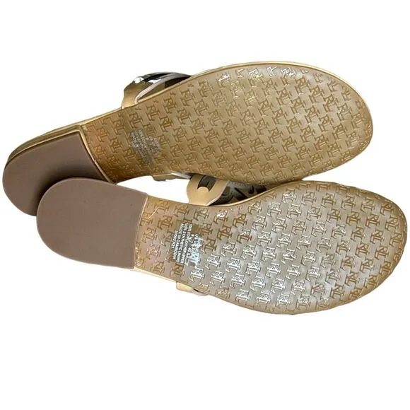 New Women's Lauren Ralph Lauren Tan Audrie Jelly Flip Flop Sandals size 9