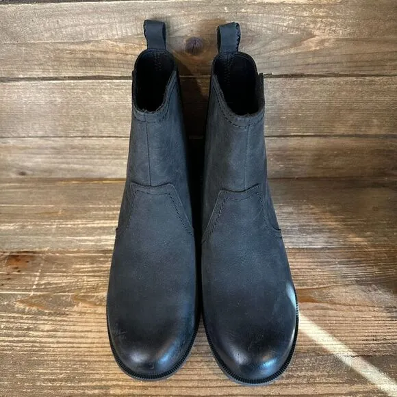 New Womens Teva‎ Anaya Chelsea Waterproof Black Leather Ankle Boots Size 6 M