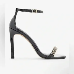 NEW w/tags (NWT) Express BLK 4” Chain Strap Square Toe High Heeled Sandals SZ 10