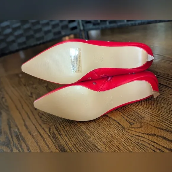 New York &amp; Company Red Ankle Booties Studs Sz 8 NEW in Box Kinky Boots Sexy