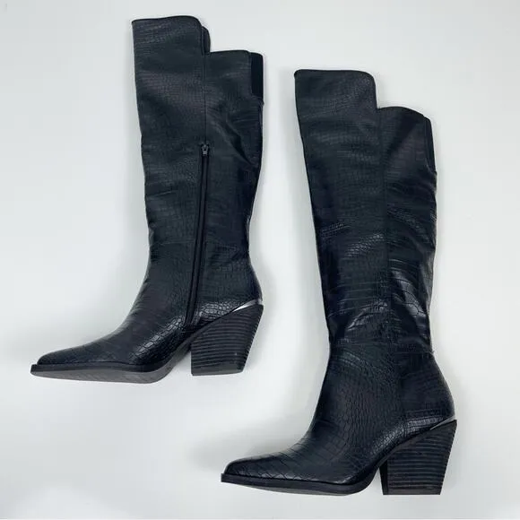 NEW Zodiac Ronson Pointed Toe Tall Over The Knee OTK Western Croc Boots 10