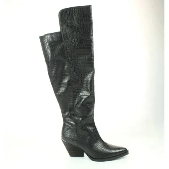 NEW Zodiac Ronson Pointed Toe Tall Over The Knee OTK Western Croc Boots 10