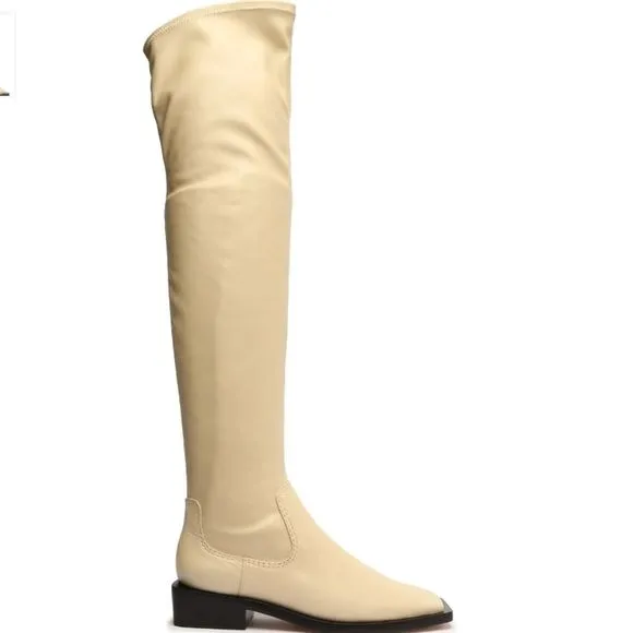 New Schutz-shoes XGuily Up Leather Boot SCHUTZ cream tall crab 7.5 zip up