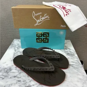 NIB Christian Louboutin Men’s Loubi Spike Flip Flops Sandals EU Size 43 = US 10