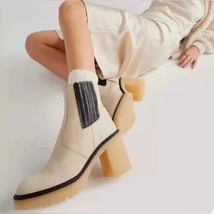 NIB Free People James Chelsea Leather Boots in White Size 40