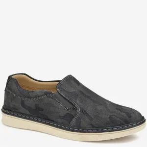NIB Johnston &amp; Murphy Big Kid McGuffey Slip On Shoes in Dark Gray Camo Suede