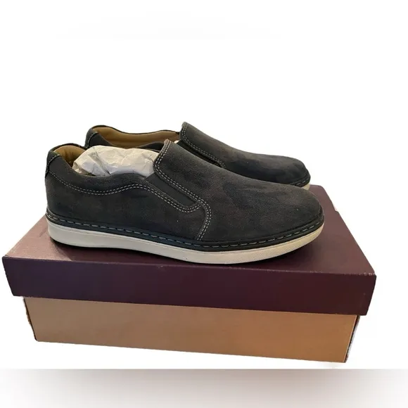 NIB Johnston &amp; Murphy Big Kid McGuffey Slip On Shoes in Dark Gray Camo Suede