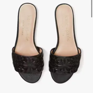 NIB Kate Spade Emmie Leather Slide Sandals Black $178