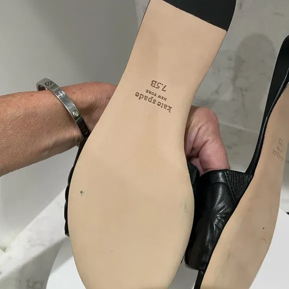 NIB Kate Spade Emmie Leather Slide Sandals Black $178