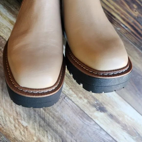 NIB Sam Edelman Laguna Sesame Leather Chelsea Boots Waterproof Lug Sole